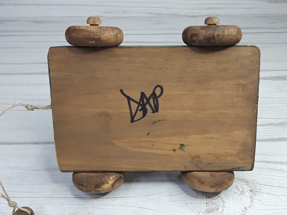 Primative Cloth Canvas Cat Pull Toy Folk Art Hand Painted Made Functioning