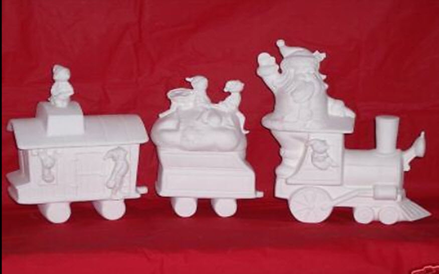 Ceramic Bisque ~~ Ready to Paint ~~ Large Santa Train-Really Unique