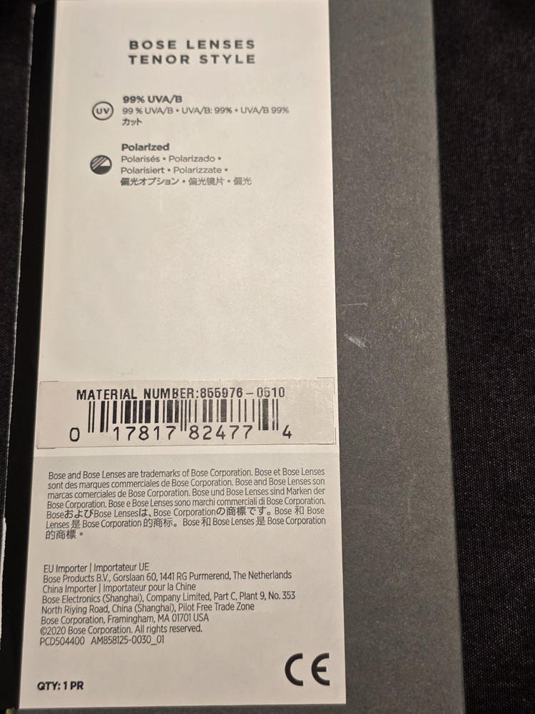 Bose Bluetooth Audio Sunglasses Frames Tenor Set Blue & Black Lenses Rectangular