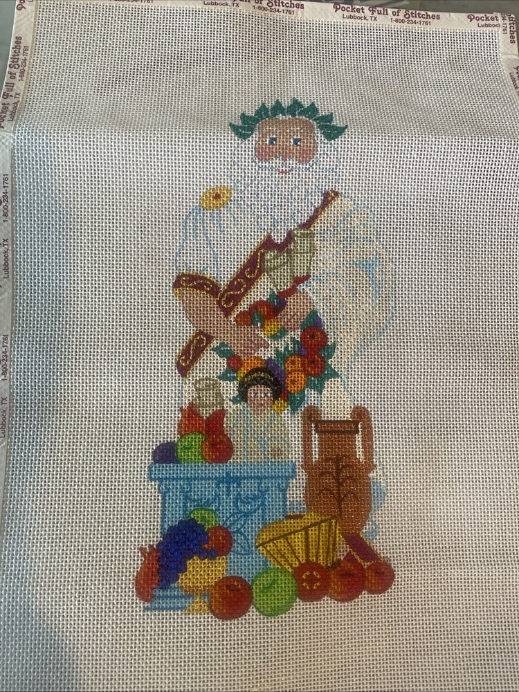 Christopher Radko Design Needlepoint Canvas 18 Mesh Hand Painted Includes Floss