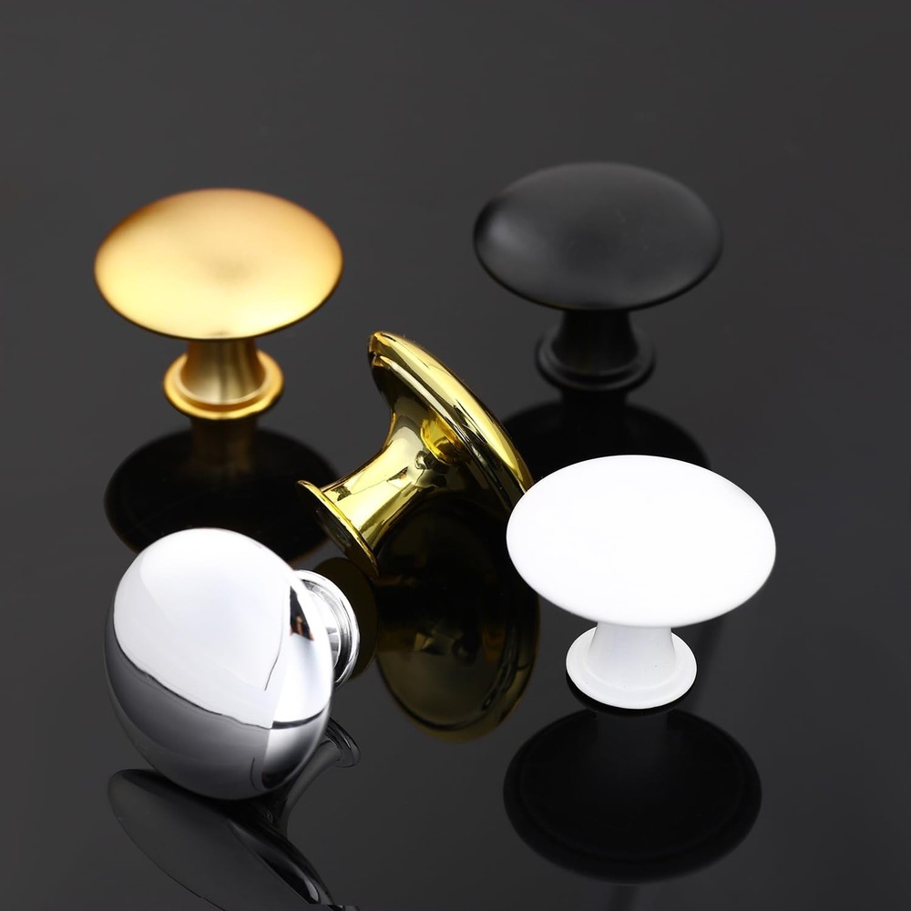 10 Pack Golden Plated Round Shining Kitchen Cabinet Knobs Cupboard Door Knobs...