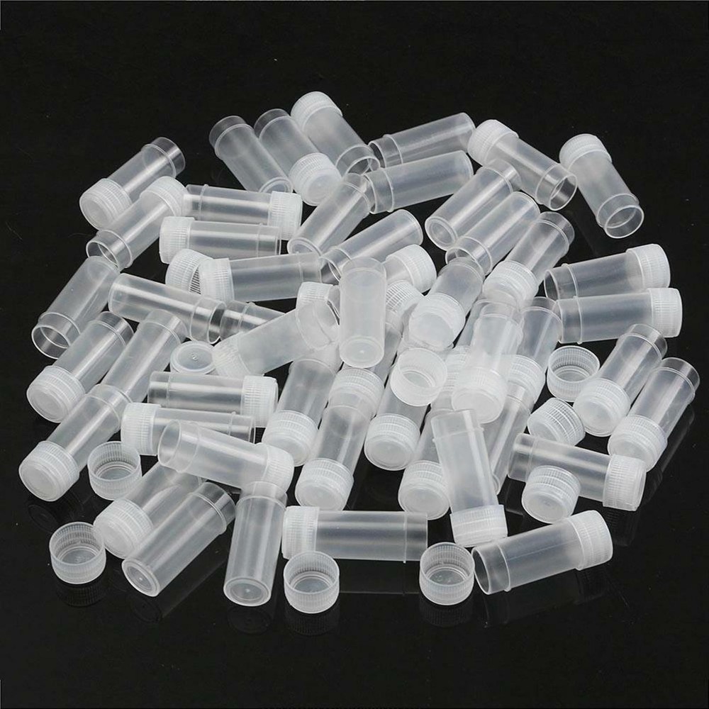 50Pack 5ml Volume Plastic Small Bottle Vial Storage Container Sample Collection