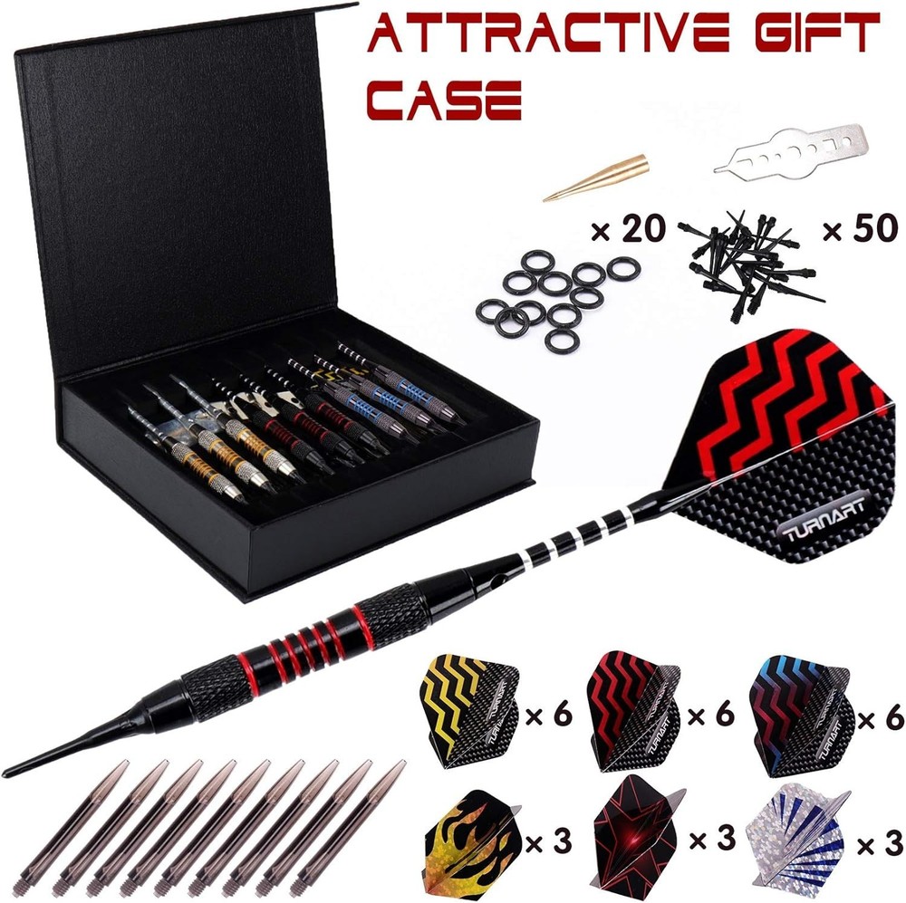 Professional Soft Tip Darts - 9 Pcs Set with Tool Kit & Case