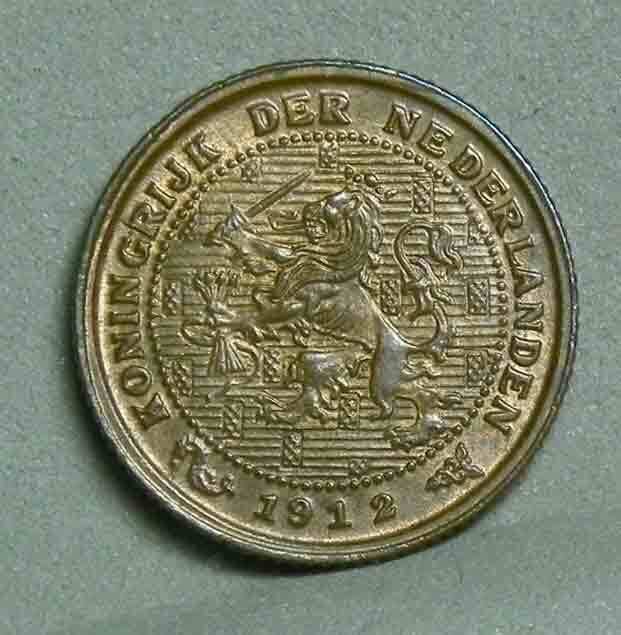 1912 NERTERLANDS 1/2 Cent, KM.138, Uncirculated