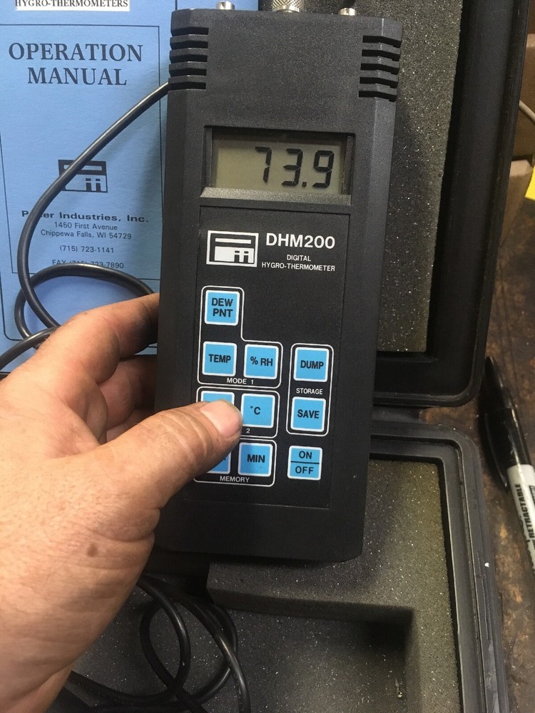 PACER INSTRUMENTS DHM-200 DIGITAL HYGRO THERMOMETER DATA LOGGER TEMP DEW PNT %RH