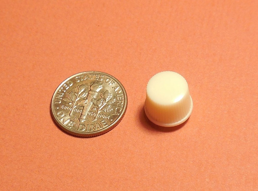 NOS White Plastic Clock Knob 2-56 Right Hand Threads