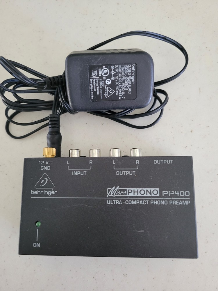 Behringer MicroPhono PP400 untra compact phono preamp w power cord