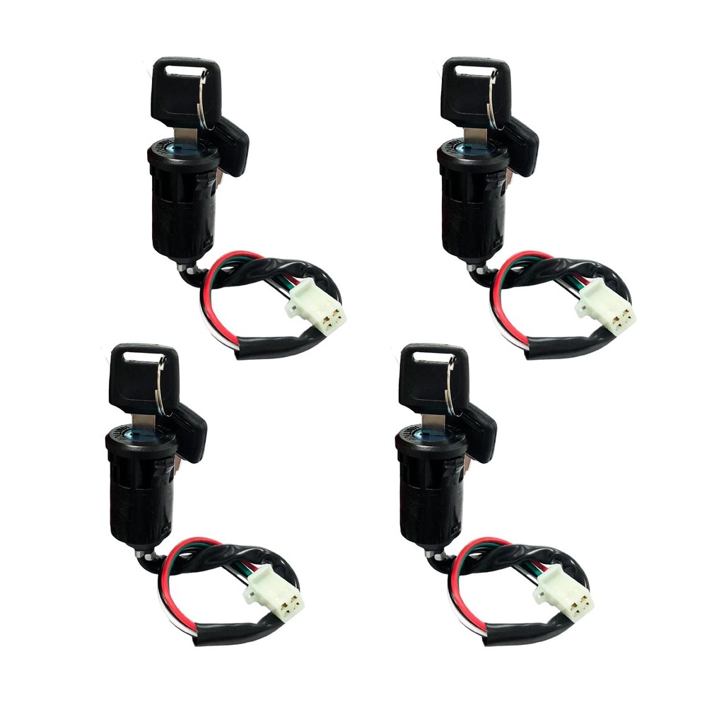 4 PCS Motorcycle Ignition Switch, 4 Wire Pin Ignition Switch with 2 Keys, Key...