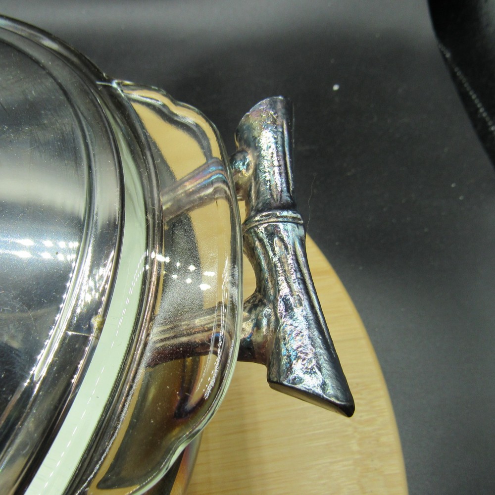 Silver Plated Dinner Serving Bowl With Glass Anchor Hocking Fire King Insert