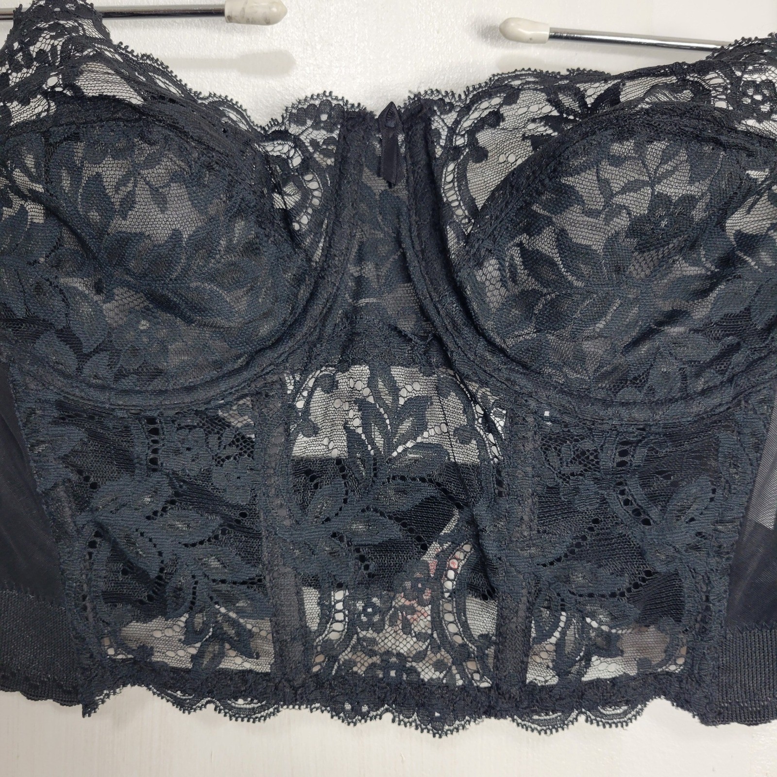 VTG Smoothie Fleur de Lace Strapless Bustier Corset Top Women 36C Black Festival