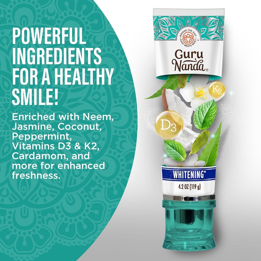 GuruNanda Hydroxyapatite Toothpaste, SLS & Fluoride Free, Whitening Toothpaste w