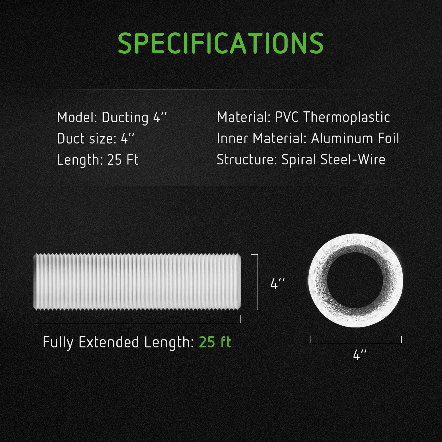 VIVOSUN 6"x16Ft Non-Insulated Flex Air Aluminum Ducting for HVAC Ventilation