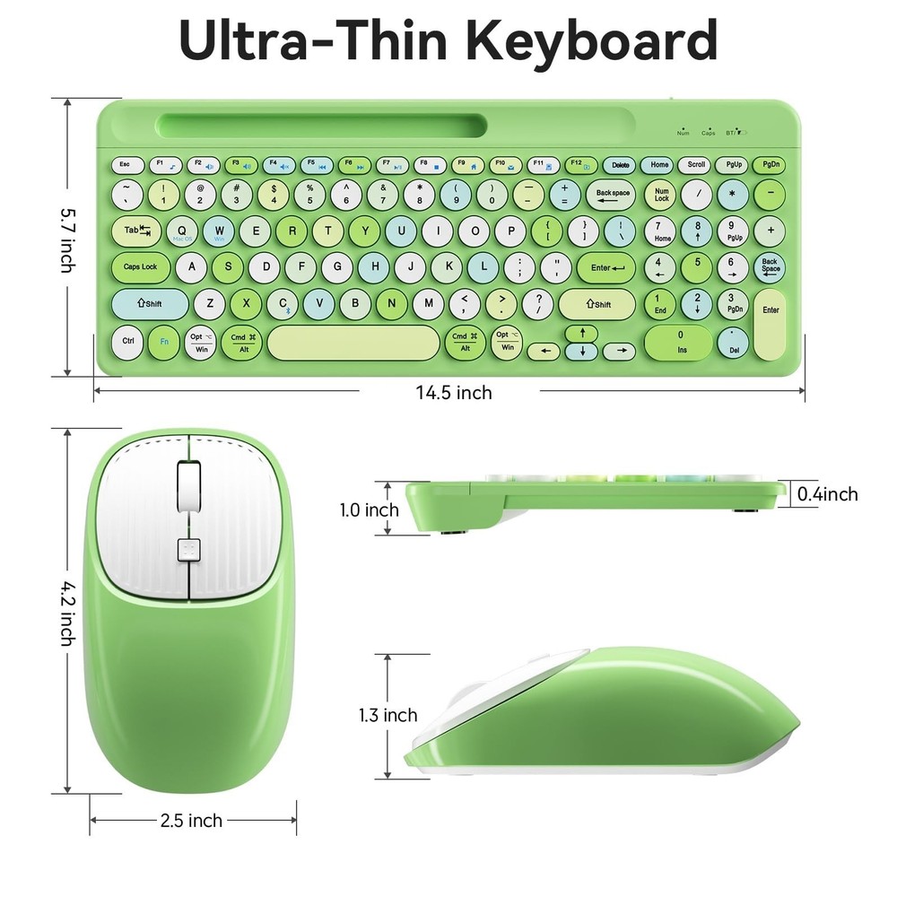 Bluetooth Keyboard and Mouse Wireless, Multi-Device Rechargeable Keyboard and...