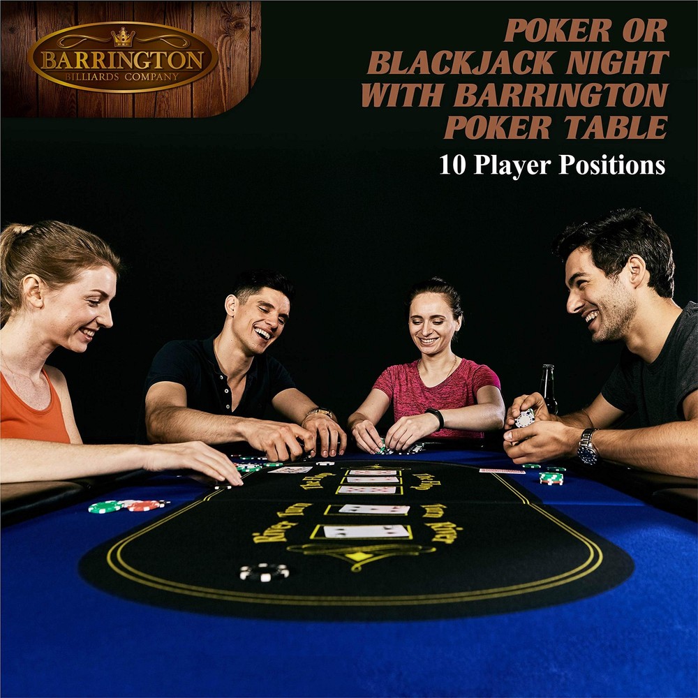 Folding Poker Table 10 Player Padded Rail Felt Surface Barrington Multiple Texas