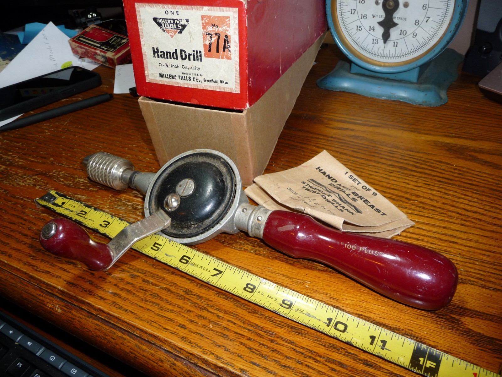 Millers Falls (Greenfield, Mass) No. 77A Hand Drill + Box( MINT)