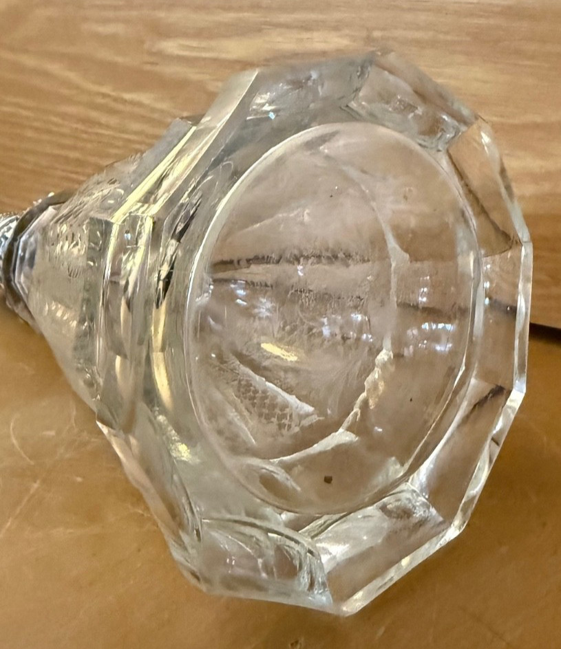 Antique German 925 Sterling Silver Cut Glass Decanter