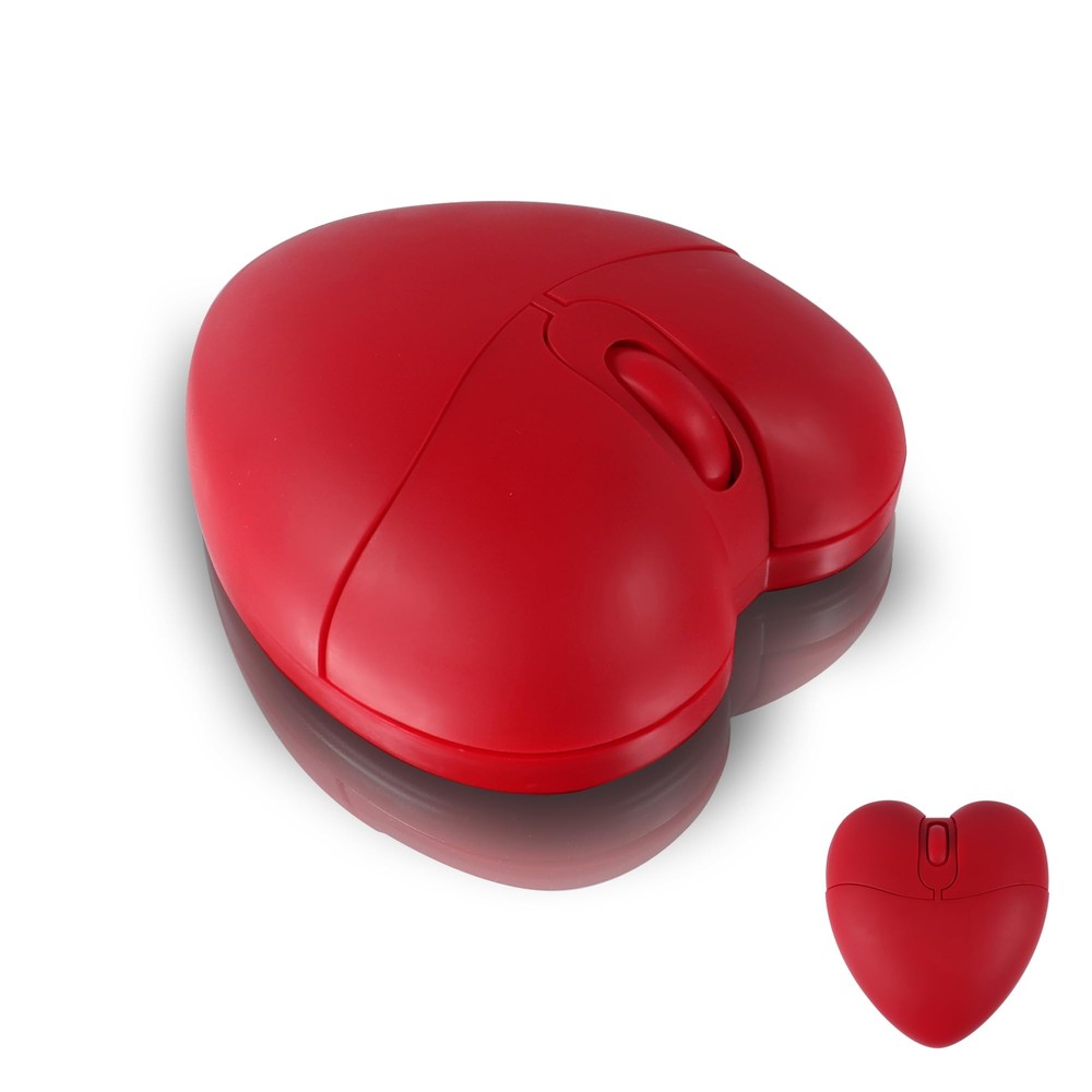 Wireless Bluetooth Heart-Shaped Mouse Silent and Stylish 10m Range Red