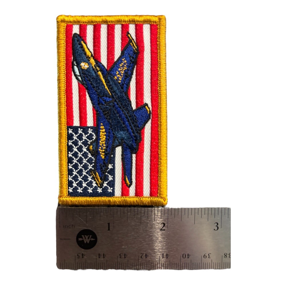 U.S. Navy Blue Angels Patch 3.5x2” Hook & Loop Backing American Flag Jet Design