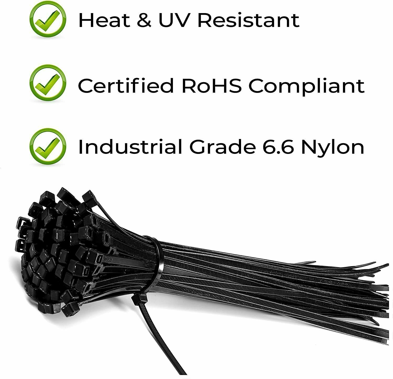 100Pcs 14" Cable Ties Heavy Duty 75LBS Ultra Nylon Wrap Wire Zip UV Resistant