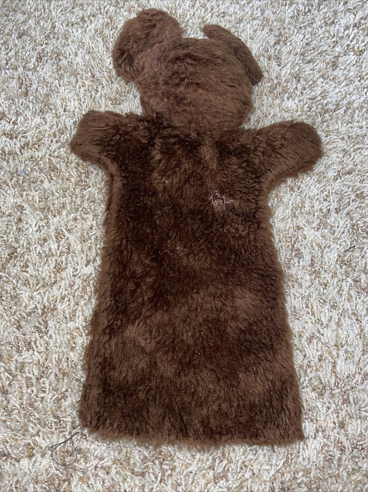 Vtg Hand Made Plush Hand Puppet Mouse Bear Google Eyes