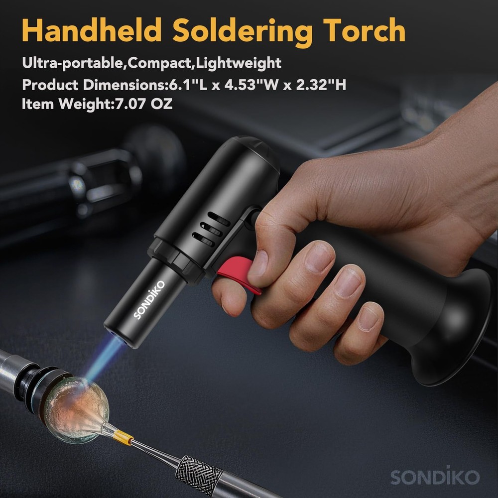 Butane Torch Lighter with Visible Fuel Window, Refillable Soldering Torch...