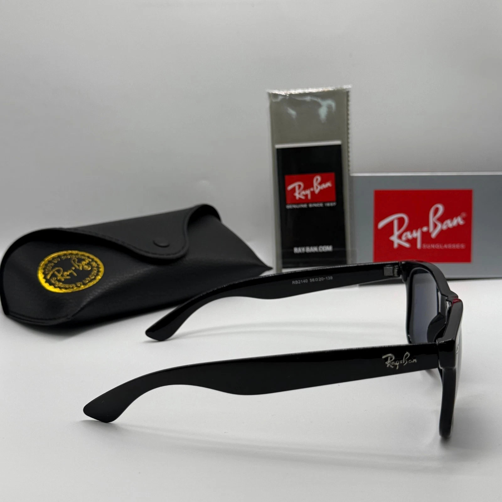 Ray-Ban 2140 Sunglasses Universal Fit Black Frame 56mm Dark Lenses UV Protection