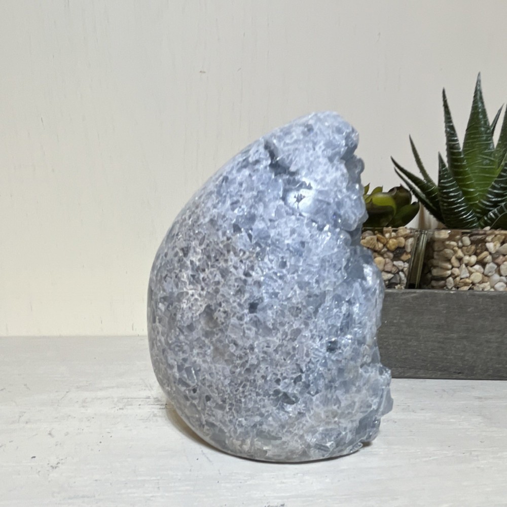 Blue Celestite Crystal Geode Mineral Decorator Display Specimen