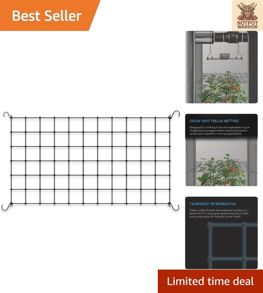 Adjustable 2x4 Trellis Netting with Steel Hooks - Ultimate Hydroponic Support