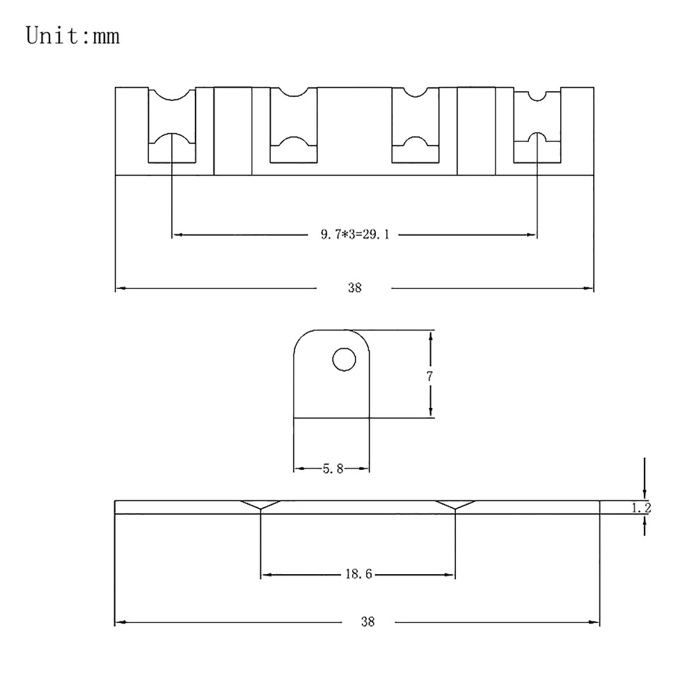 4 String 38mm Bass Nut Split Regulation Adjustable Height Brass Roller Nut