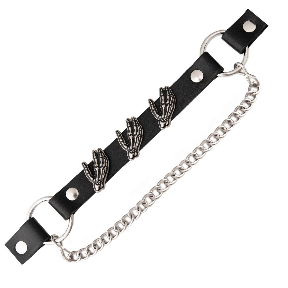 Milwaukee Leather Silver Skeleton Hand Emblem Boot Chain with Adjustable Strap -