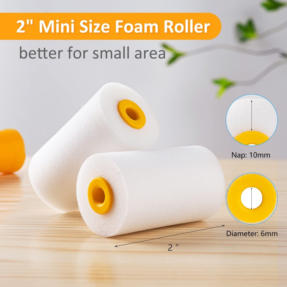 Foam Paint Roller, 2 Inch Mini Paint Roller Kit 9 Pack, Small Paint Roller wi...