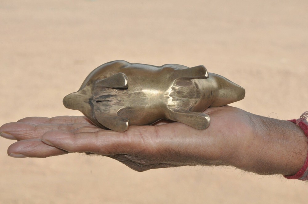 Old Brass Handcrafted Solid Rabbit Figurine , Collectible