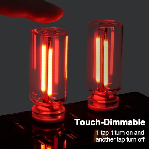 2 PCS USB Car LED Lights Interior, Touch Control Adjustable Brightness Red