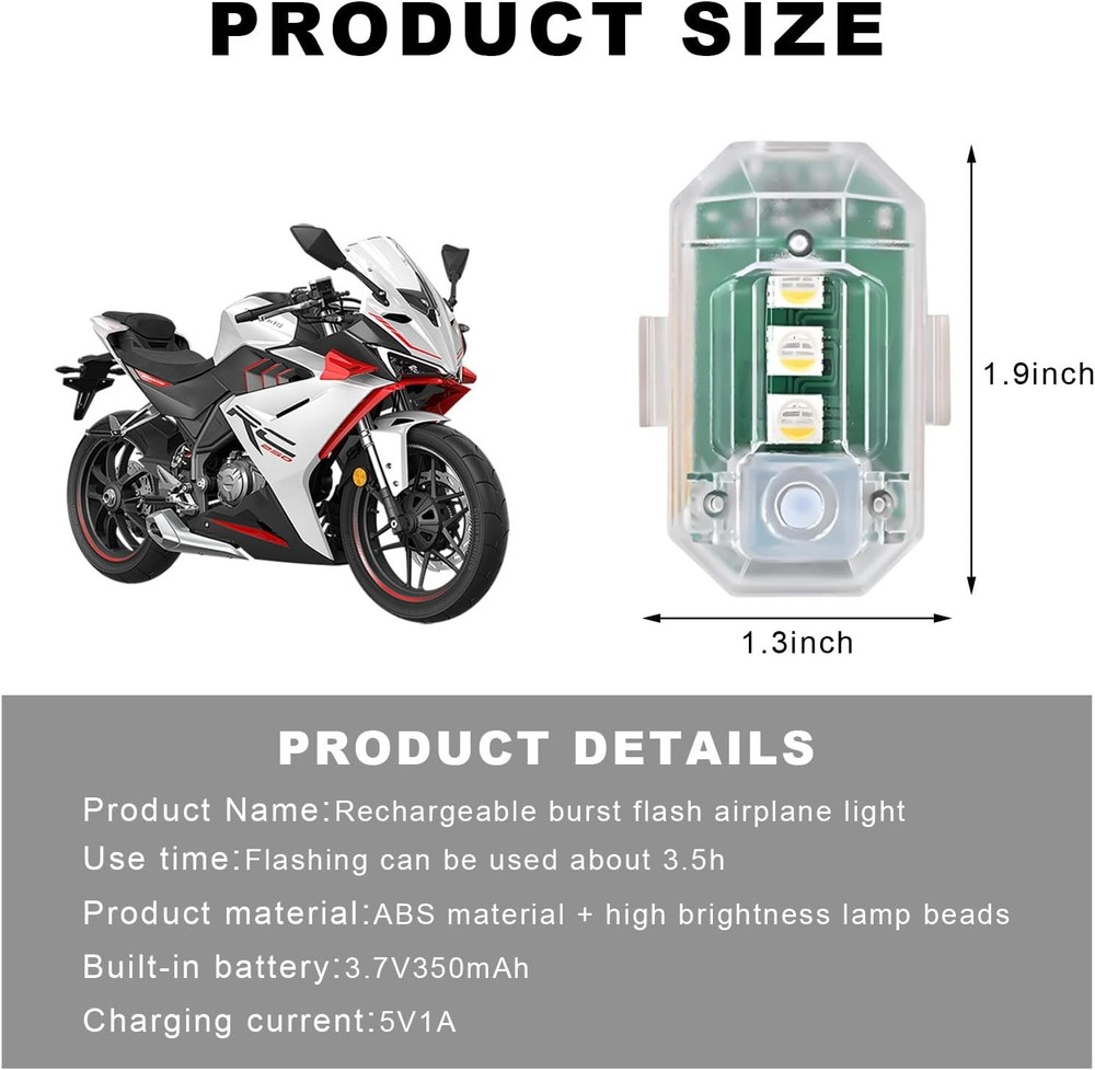 4PCS Wireless LED Strobe Lights with Remote Control, 8 Colors USB Rechargeable A