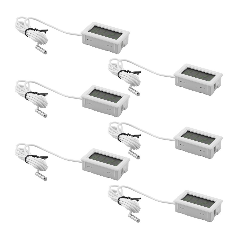 White Digital LCD Thermometer Set with Long Probe for Accurate Readings