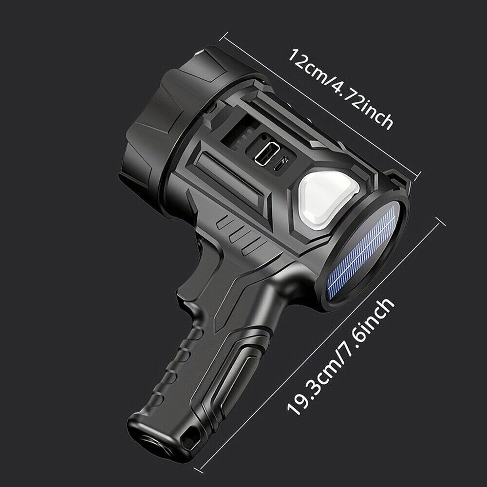 3x 90000000LM Bright Solar/USB Rechargeable LED Spotlight Flashlight Searchlight