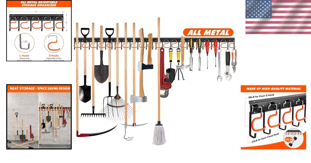 Adjustable Garage Tool Organizer - Wall Mount Storage