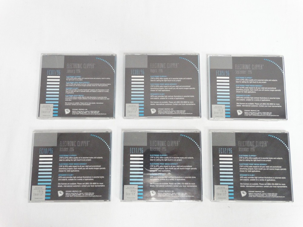 Dynamic Graphics Electronic Clipper Clip Art Library Jan. & Aug. - Dec. 1996