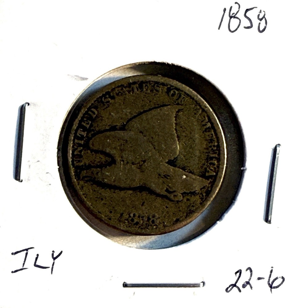 1858 Flying Eagle Cent - US One Cent Penny - (22-6)