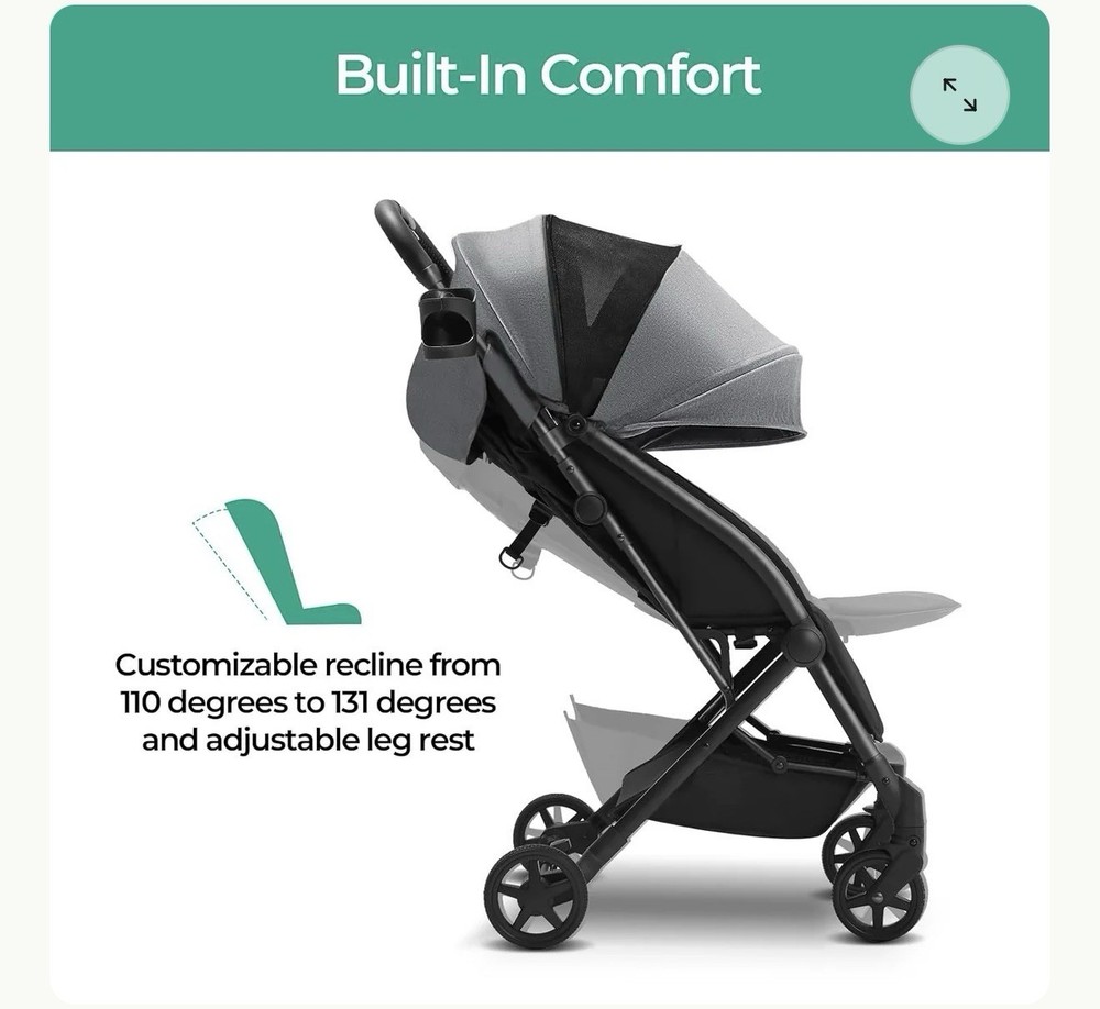 Mompush Lithe V Lightweight + Foldable Travel Stroller