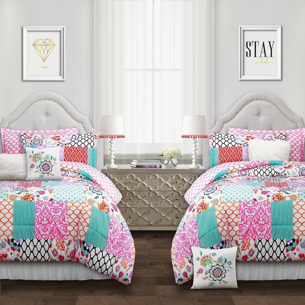 Full Queenmulticolor Brookdale Comfortercolorful Patchwork Pattern Reversible 5