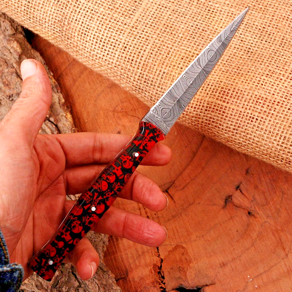 Handmade Damascus steel dagger boot knife double edged throwing