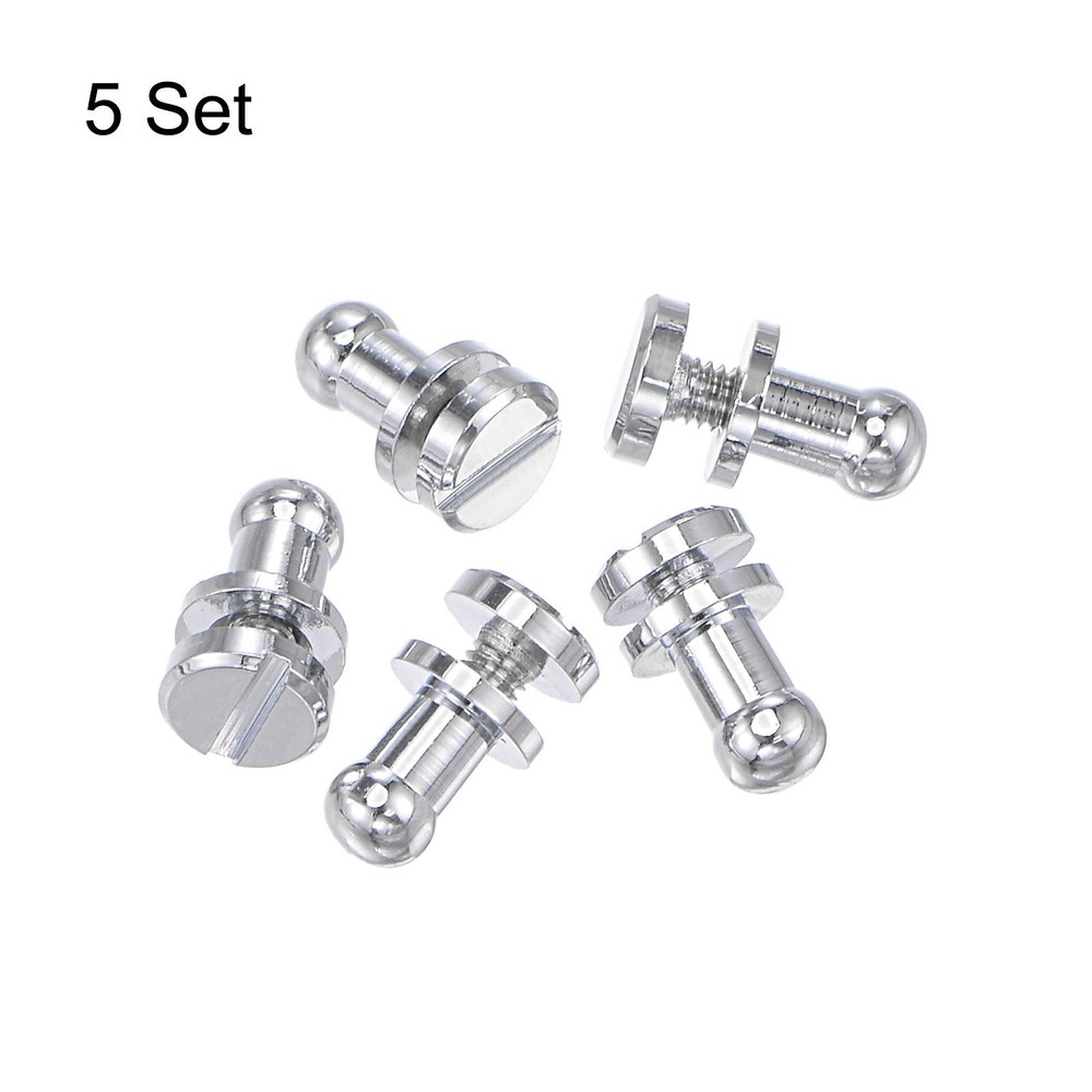 5 Set 4mm Solid Brass Round Head Stud Screw Rivets Post Fastener Silver Tone