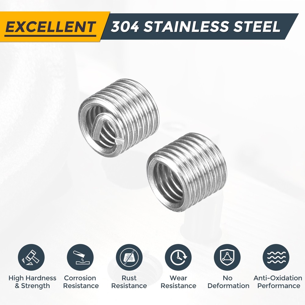 100pcs Wire Thread Inserts M2.5 x 0.45 x 2D Metric Helical Threaded Sleeve