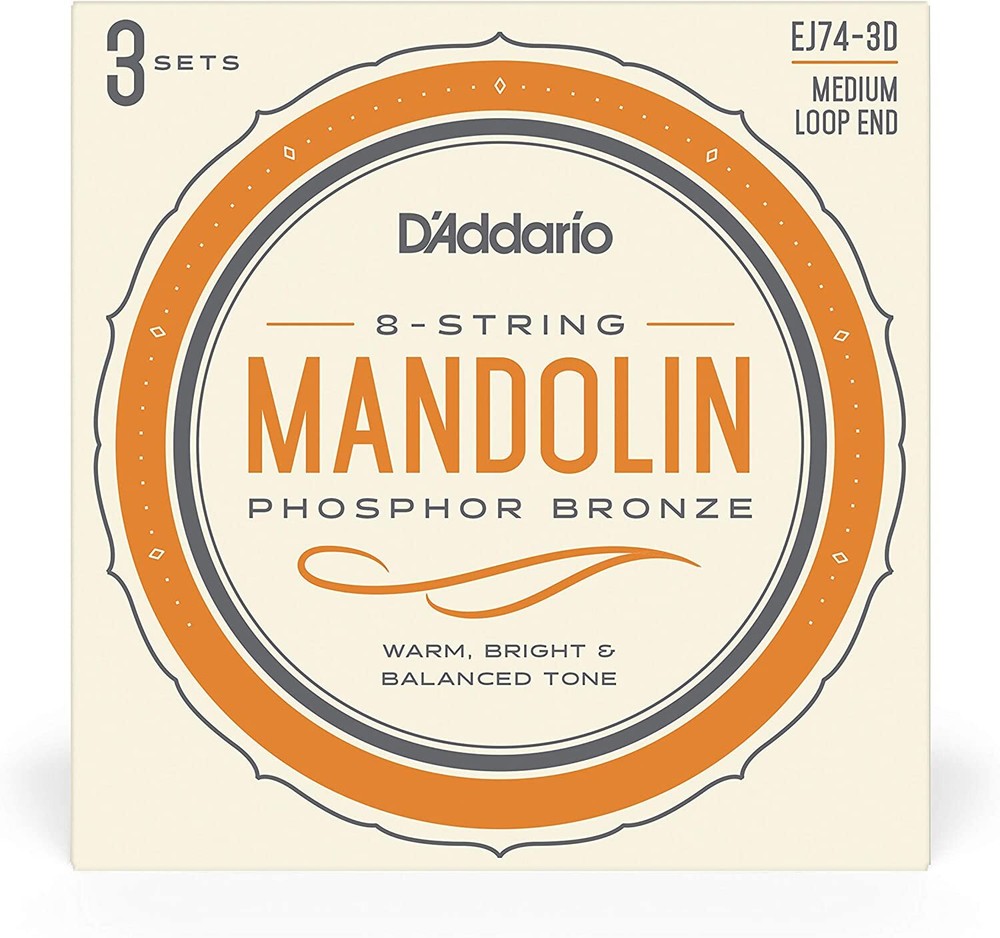 3 Pack D'Addario EJ74 Mandolin Strings, Phosphor Bronze, Medium 11-40 EJ74-3D