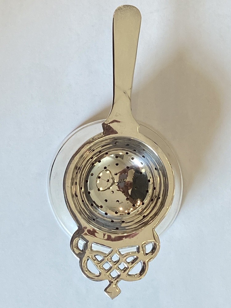 Ornate Tea Bag Rest With Bowl Silver Plated