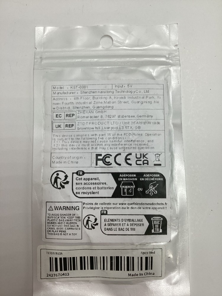 (QTY 4) USB Converter Red, Model KST-0001 Input 5V