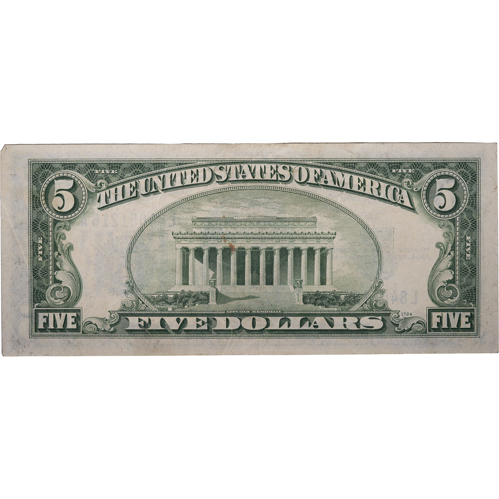 1934C $5 Five Dollar Silver Certificate - Blue Seal ~ Circulated - Nice Note