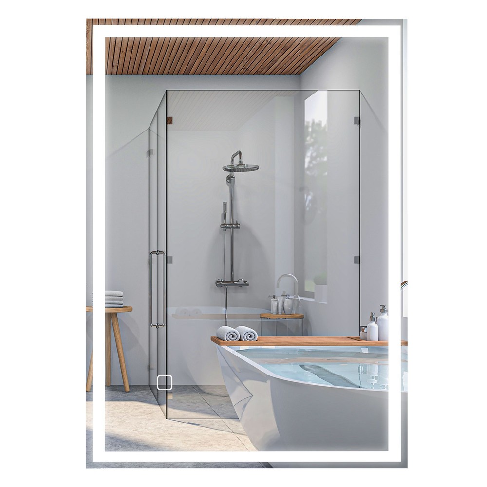 Dimmable Bathroom Mirror with LED Lights, 3 Colors, Memory Function