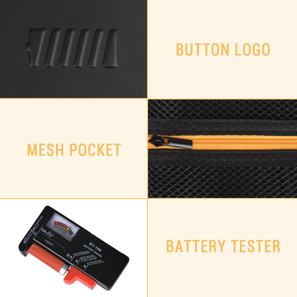 Battery Organizer Storage Case with Tester for AA AAA Button Battery Holder Carr